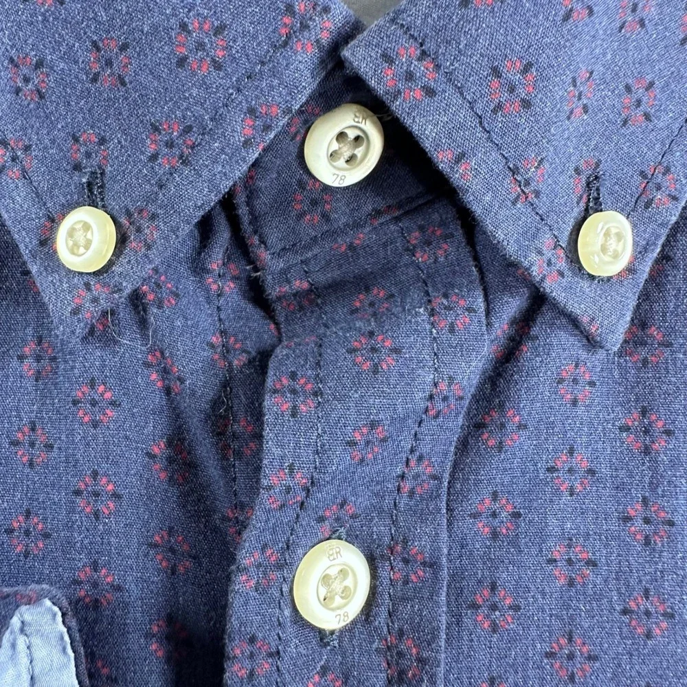 Banana Republic Button Down Mens XL Extra Large Blue Grant Slim Fit Luxe Poplin